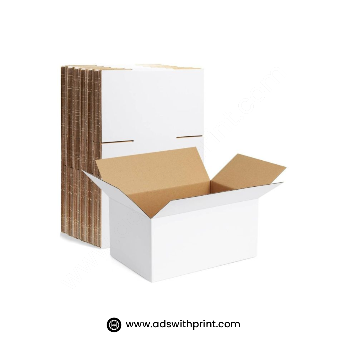 White Courgated Box _ Ads with Print White corrugated Box - Ads with Print