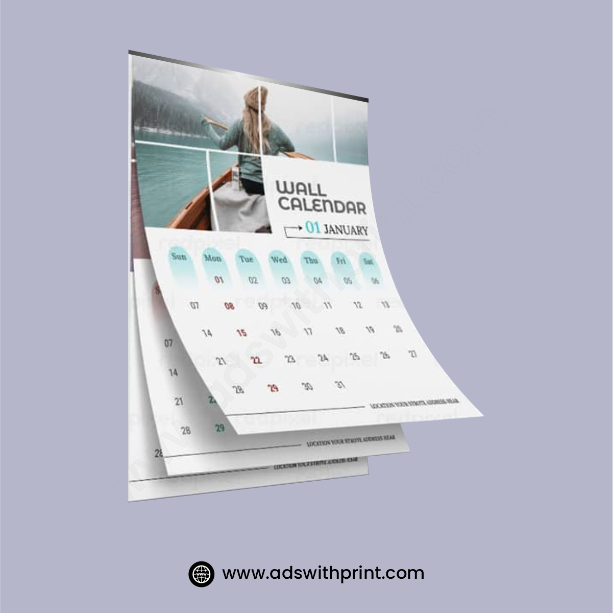 Calendar Printing _ 6 Page Calendar _ 01 _ Ads with Print Wall Calendar - 6 Page - Mulicolored - Image 1